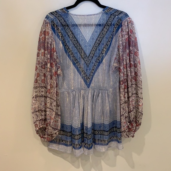Free People Sheer Boho Balloon Sleeve Top - Picture 6 of 8